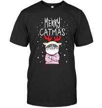 Load image into Gallery viewer, Funny Merry Catmas Christmas Gift Shirt Guys Tee