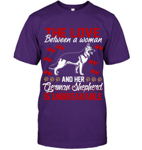 Load image into Gallery viewer, Woman Love German Shepherd Unbreakable Dog Lovers T-Shirt Guys Tee