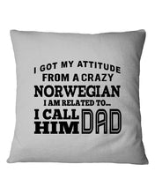 Load image into Gallery viewer, Attitude From Crazy Norwegian Dad Norway Love T-Shirt For Dad Pillow Cover