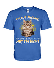 Load image into Gallery viewer, Cat Lovers T-Shirt Not Arguing Just Explaining Guys V-Neck