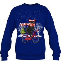Load image into Gallery viewer, Winter Cat Riding Bicycle Christmas Gift T-Shirt Sweatshirt