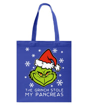 Load image into Gallery viewer, The Grinch Stole My Pancreas Basketweave Tote Bag