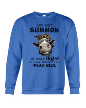 Load image into Gallery viewer, My Inner Heifer Doesn&#39;t Play Nice Funny Quote T-Shirt Sweatshirt