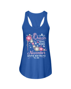 Happy Birthdat To November Queen T-Shirt Ladies Flowy Tank