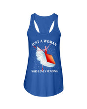 Load image into Gallery viewer, Just A Woman Loves Dancing And Reading Books Ladies Flowy Tank