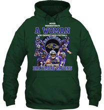 Load image into Gallery viewer, Woman Loves American Football And Baltimore Ravens Gift For Fans Hoodie