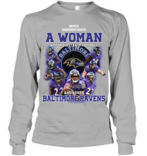 Load image into Gallery viewer, Woman Loves American Football And Baltimore Ravens Gift For Fans Unisex Long Sleeve