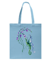 Load image into Gallery viewer, Dragon With Butterfly Wings Dragon Flowers Basketweave Tote Bag