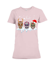 Load image into Gallery viewer, Merry Christmas Three Skulls Christmas T-Shirt Gift Ladies Tee