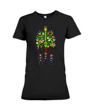 Load image into Gallery viewer, Merry Christmas Funny Dancing Skeleton Ladies Tee