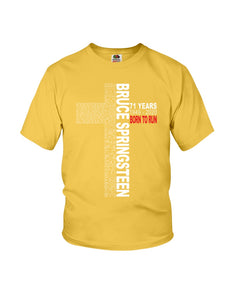 71 Years Born To Run Bruce Springteen Black T-Shirt Youth Tee