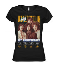 Load image into Gallery viewer, Led Zeppelin 50Th Anniversary Ladies V-Neck