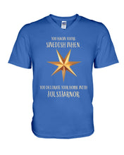 Load image into Gallery viewer, Christmas Star Swedish Julstarnor Black T-Shirt Guys V-Neck