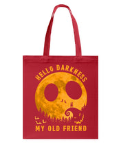 Load image into Gallery viewer, Darkness My Old Friend Halloween T-Shirt Basketweave Tote Bag