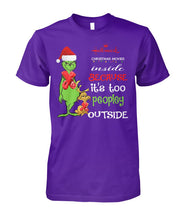 Load image into Gallery viewer, Grinch Christmas Movie It's Too Peopley Outside Black T-Shirt Guys Tee