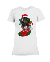 Load image into Gallery viewer, Dachshund In A Sock Christmas Cute Gift For Dachshunds Lovers Ladies Tee