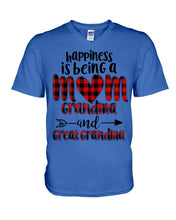 Load image into Gallery viewer, Happiness Is Being A Mom Grandma And Great Grandma Guys V-Neck