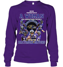 Load image into Gallery viewer, Woman Loves American Football And Baltimore Ravens Gift For Fans Unisex Long Sleeve