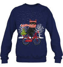 Load image into Gallery viewer, Winter Cat Riding Bicycle Christmas Gift T-Shirt Sweatshirt