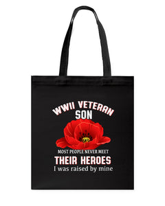 Wwii Veteran Son Gift For Veterab Mom Basketweave Tote Bag