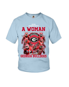 A Woman Loves Georgia Bulldogs Custom Tee Youth Tee