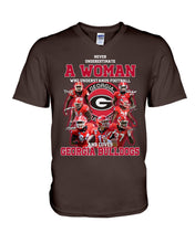 Load image into Gallery viewer, A Woman Loves Georgia Bulldogs Custom Tee Guys V-Neck