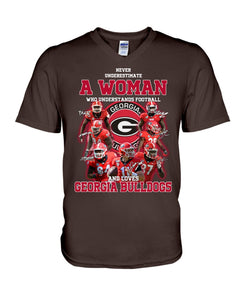 A Woman Loves Georgia Bulldogs Custom Tee Guys V-Neck