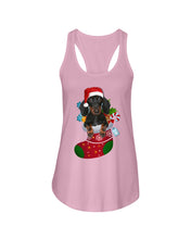 Load image into Gallery viewer, Dachshund In A Sock Christmas Cute Gift For Dachshunds Lovers Ladies Flowy Tank