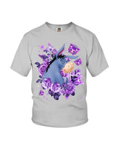 Load image into Gallery viewer, Donkey Loves Purple Flowers Custom T-Shirt Youth Tee