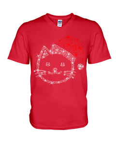 Cute Cat Face Christmas Gift For Cat Lovers T-Shirt Guys V-Neck