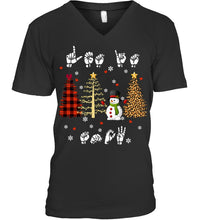 Load image into Gallery viewer, Let It Snow Christmas Snowman Asl Gift Tee Guys V-Neck