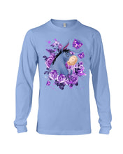 Load image into Gallery viewer, Donkey Loves Purple Flowers Custom T-Shirt Unisex Long Sleeve