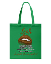 Load image into Gallery viewer, Leah A Mouth She Can't Control Quote Name T-Shirt Basketweave Tote Bag