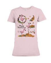 Load image into Gallery viewer, Flamingo Happy Thanksgiving Ladies Tee