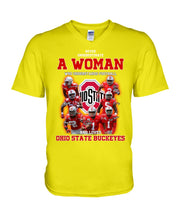 Load image into Gallery viewer, Woman Loves Ohio States Buckeyes American Football Ncaa 2019 T-Shirt Guys V-Neck