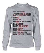 Load image into Gallery viewer, Zombieland Rules For Surviving Quote T-Shirt Unisex Long Sleeve