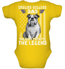 Load image into Gallery viewer, English Bulldog  - The Man - The Myth - The Legend Black T-Shirt Baby Onesie
