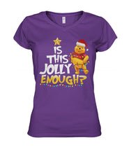 Load image into Gallery viewer, Winnie The Pooh Jolly Enough Funny Christmas Gift T-Shirt Ladies V-Neck