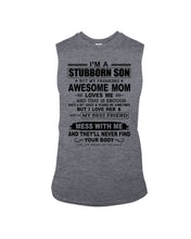 Load image into Gallery viewer, Stubborn Son Loves His Awesome Mom Family Gift T-Shirt Unisex Long Sleeve