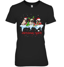 Load image into Gallery viewer, Pug Christmas Gift Black T-Shirt Ladies Tee