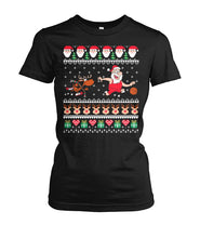 Load image into Gallery viewer, Christmas Santa Reindeer Play Basketball Ugly Sweater Shirt Ladies Tee