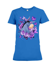Load image into Gallery viewer, Donkey Loves Purple Flowers Custom T-Shirt Ladies Tee
