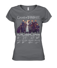 Load image into Gallery viewer, Game Of Throne Autograph 8 Years Anniversary T-Shirtr Ladies V-Neck