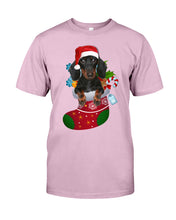 Load image into Gallery viewer, Dachshund In A Sock Christmas Cute Gift For Dachshunds Lovers Guys Tee