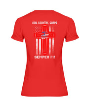 Load image into Gallery viewer, God Country Corps Semper Fi Black T-Shirt Ladies Tee