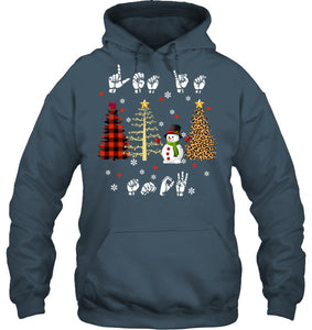 Let It Snow Christmas Snowman Asl Gift Tee Hoodie