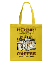 Load image into Gallery viewer, Solve Most Problems Camera Map Photography T-Shirt Basketweave Tote Bag