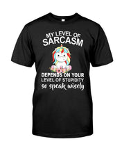 Load image into Gallery viewer, Unicorn Sarcasm Speak Wisely Funny Quote Hoodie