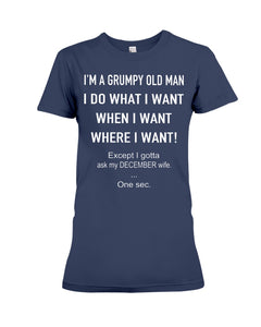 Grumpy Old Man December Wife Black Quote T-Shirt Ladies Tee