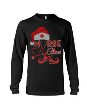 Load image into Gallery viewer, Merry Christmas Nurse Claus Black T-Shirt Unisex Long Sleeve